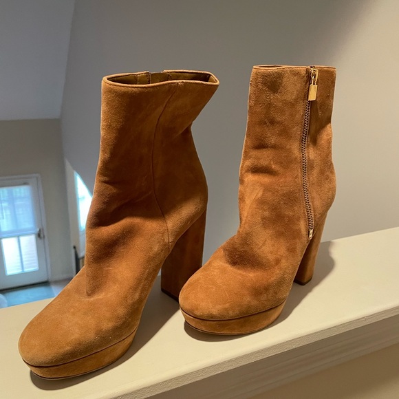 Michael Kors Tan Suede Heeled Boots - Picture 3 of 5